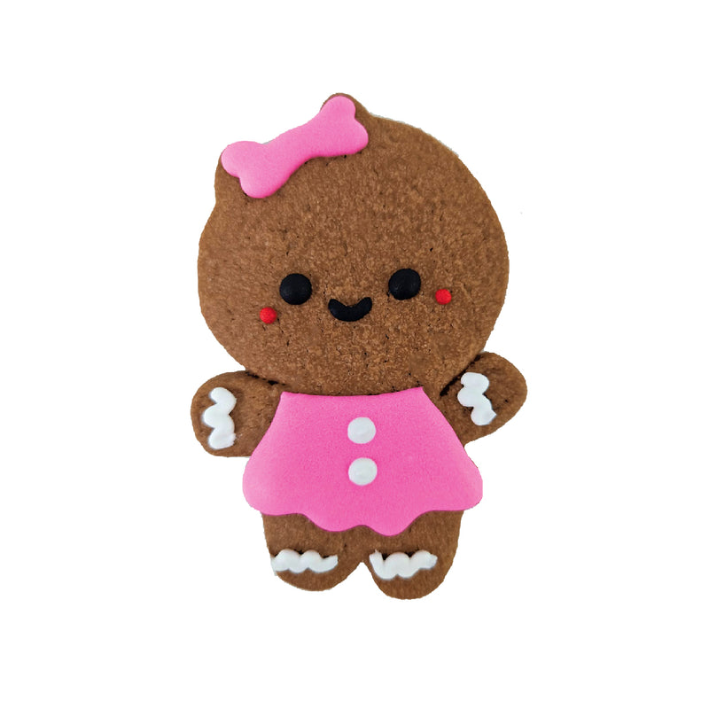 Gingerbread Baby with Pink Dress Cookie