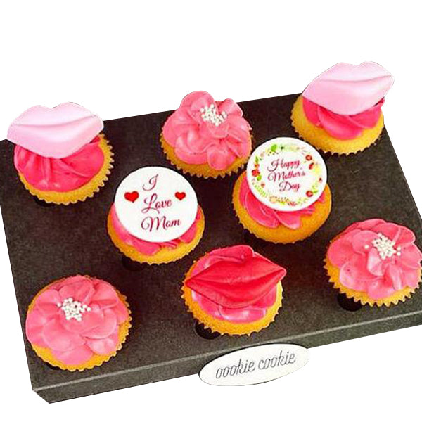 Mini Cupcakes Set - Pink Lips and Red Lips Design - Oookie Cookie