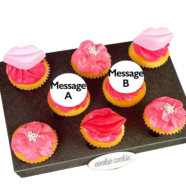 Mini Cupcakes Set - Pink Lips and Red Lips Design - Oookie Cookie