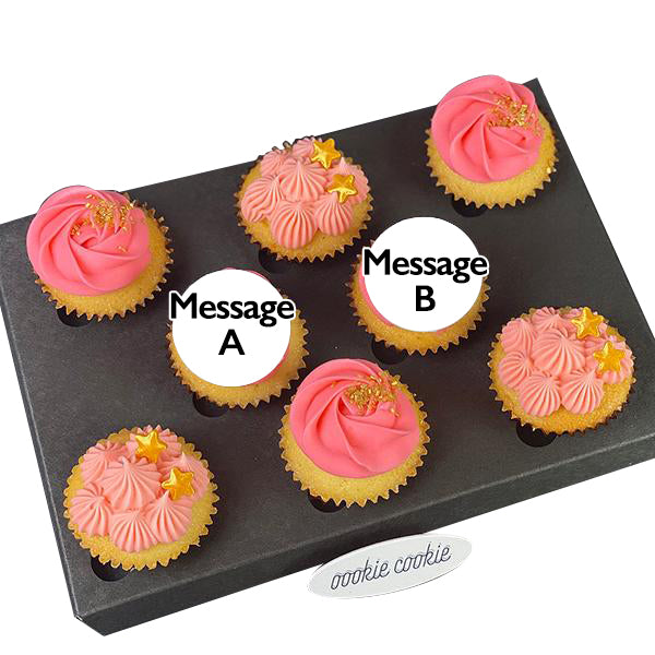 Mini Cupcakes Set - Pink with Golden Sprinkles - Oookie Cookie