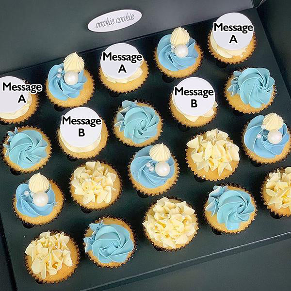 Mini Cupcakes Set - Blue and Light Yellow - Oookie Cookie
