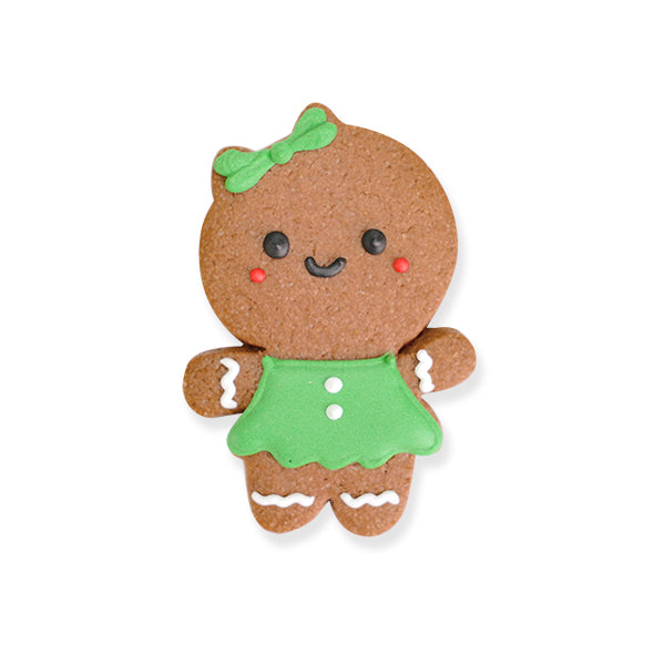 Gingerbread Baby with Green Dress Cookie